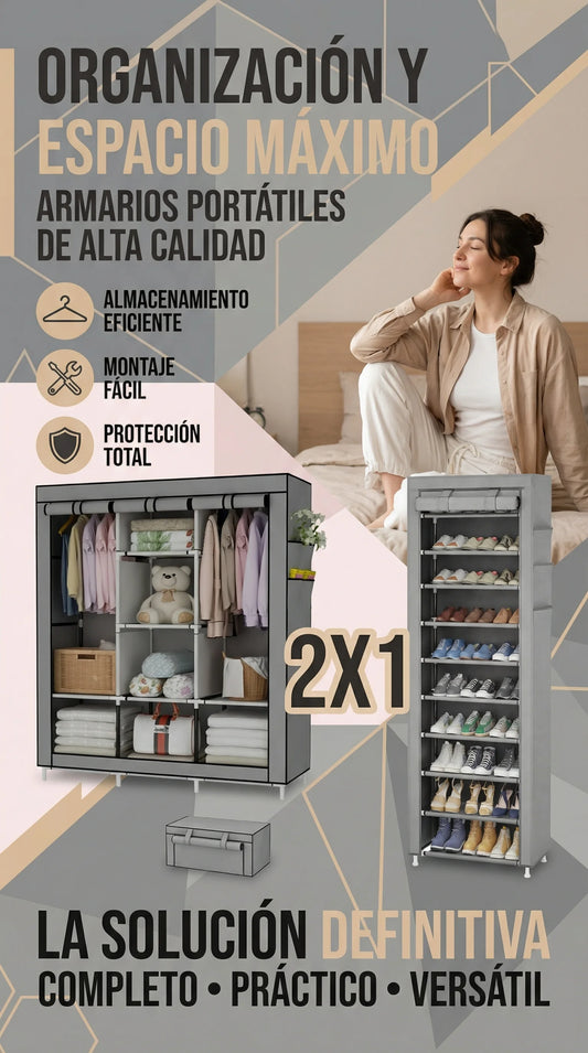 Combo armario 3 puestos + Zapatero 9 niveles